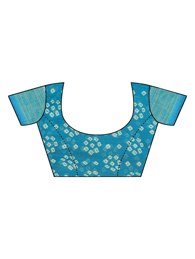 women's bandhani turquoise colored saree with blouse - 18583433 - Standard Image - 2