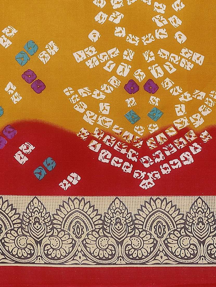 women's bandhani mustard colored saree - 18583740 - Standard Image - 2