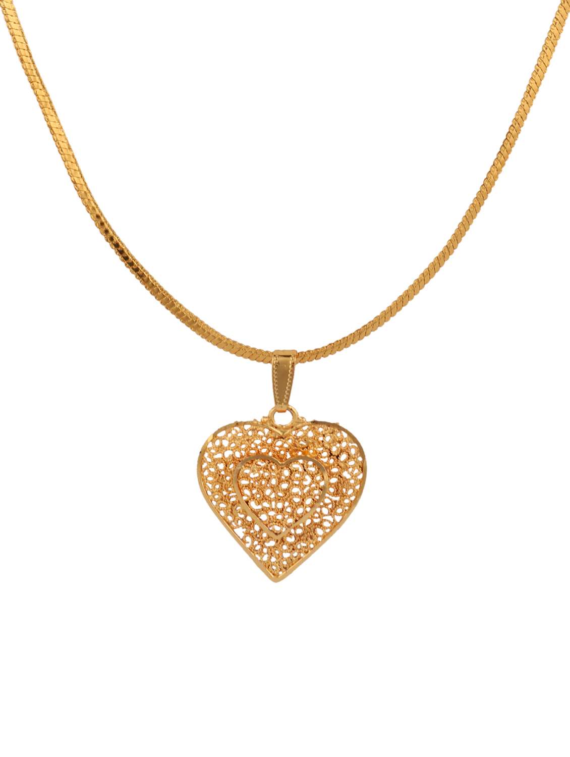 gold plated 3d look heart shape pendent chain - 18584833 -  Standard Image - 2