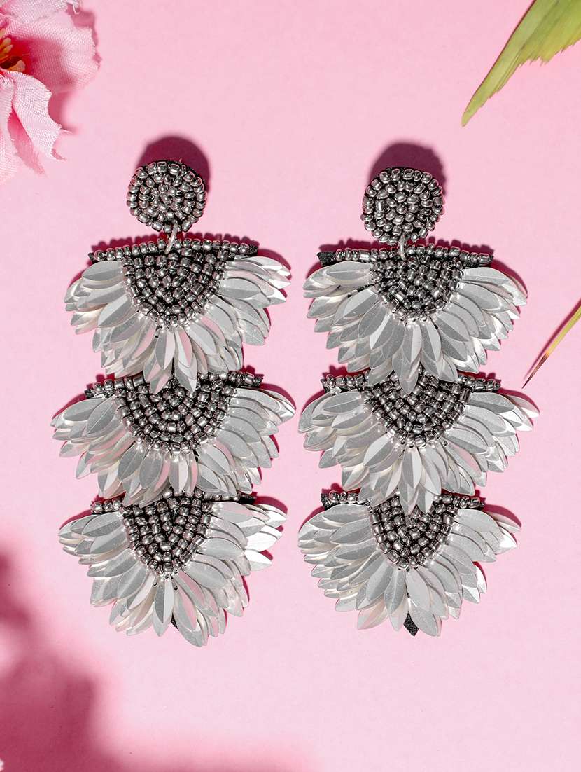 silver metal drop earring