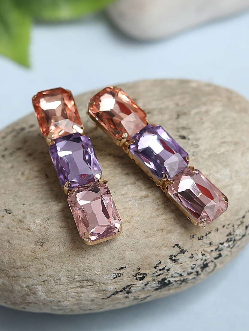 multi colored brass drop earring