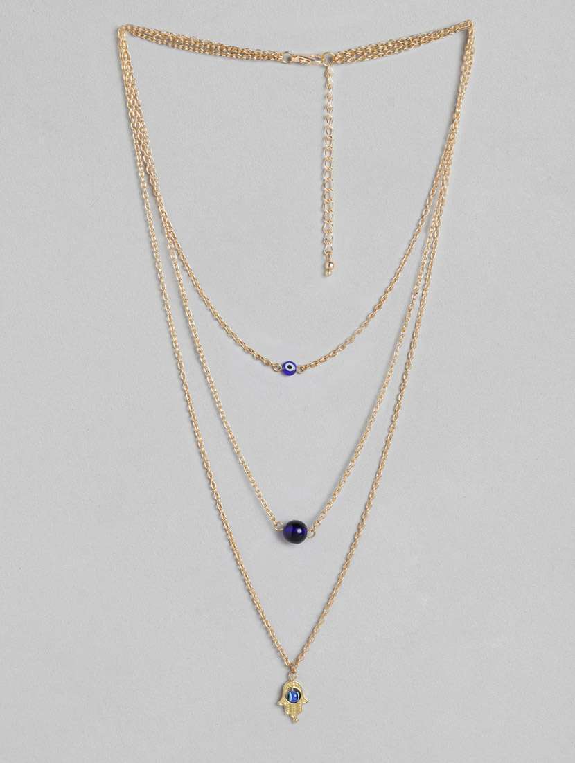 Evil Eye Pendant Detailing Layered Chain Necklace