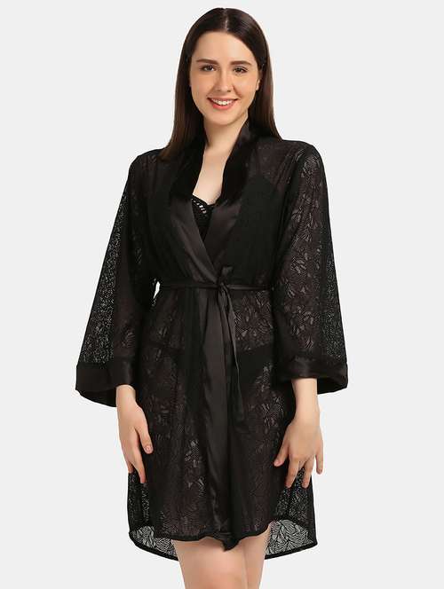tie front laced robe - 18586675 -  Standard Image - 0