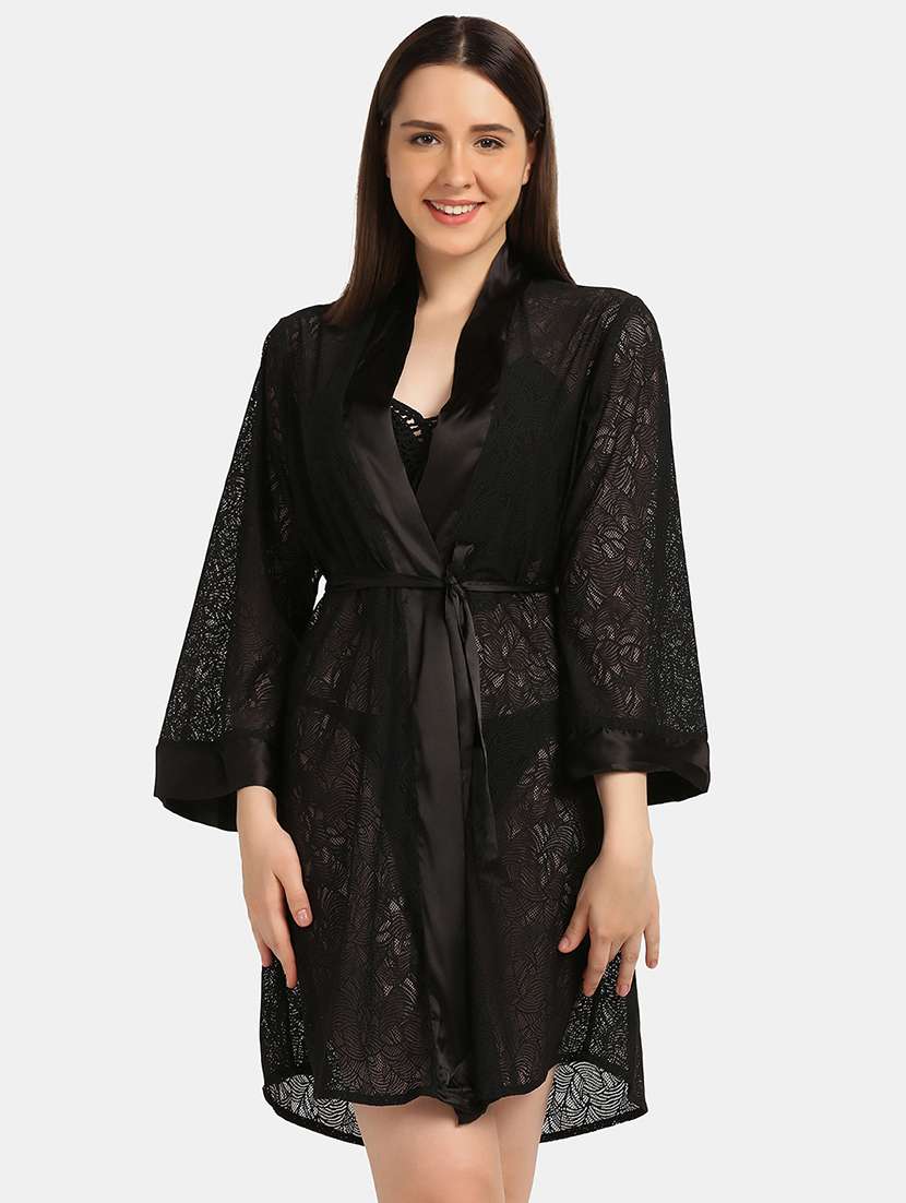 tie front laced robe