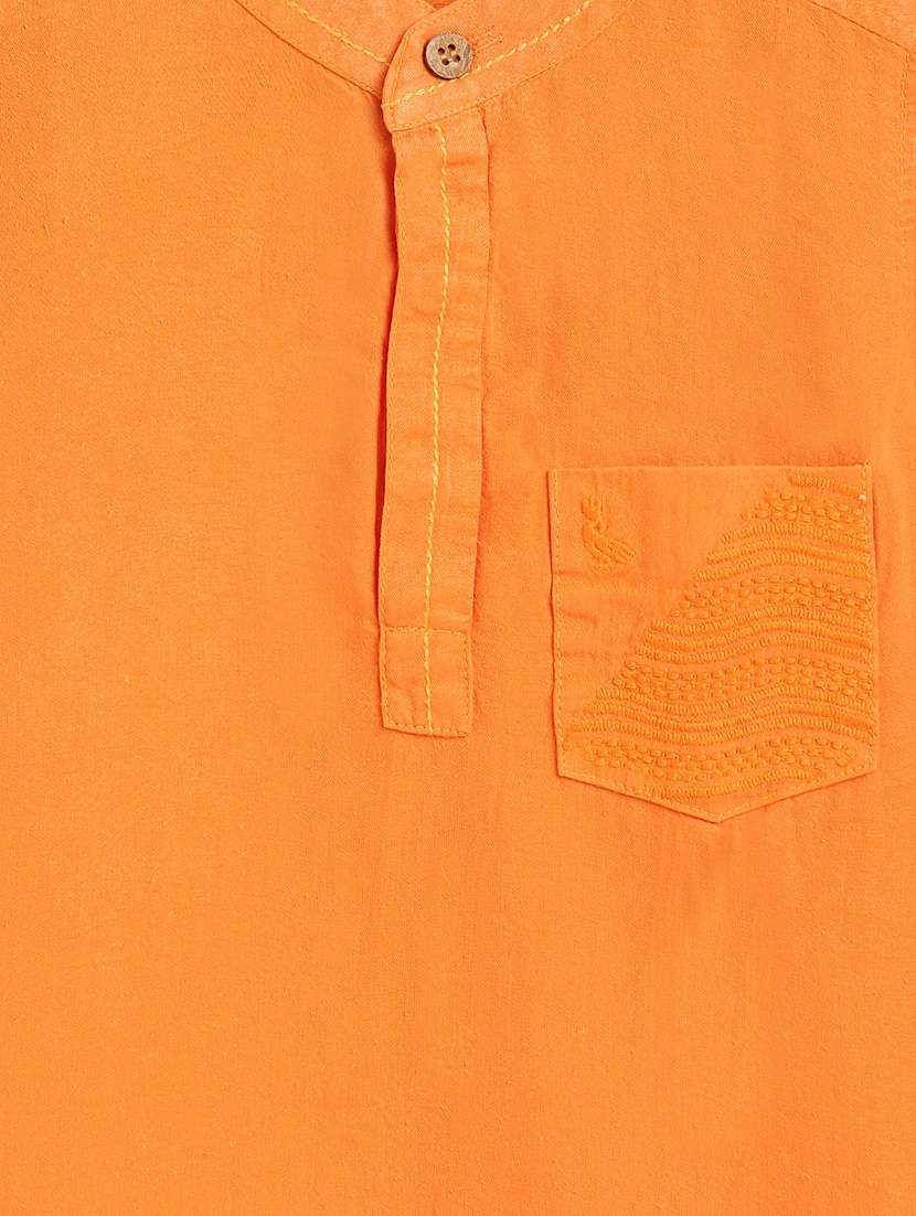 orange solid kurta - 18586959 -  Standard Image - 2