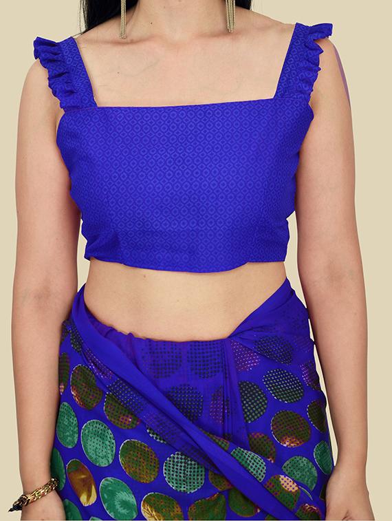 printed jamdani saree with blouse - 18587207 - Standard Image - 2