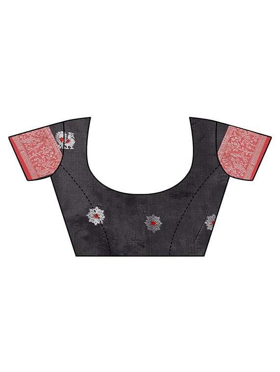 women's self design black colored saree with blouse - 18587244 - Standard Image - 2