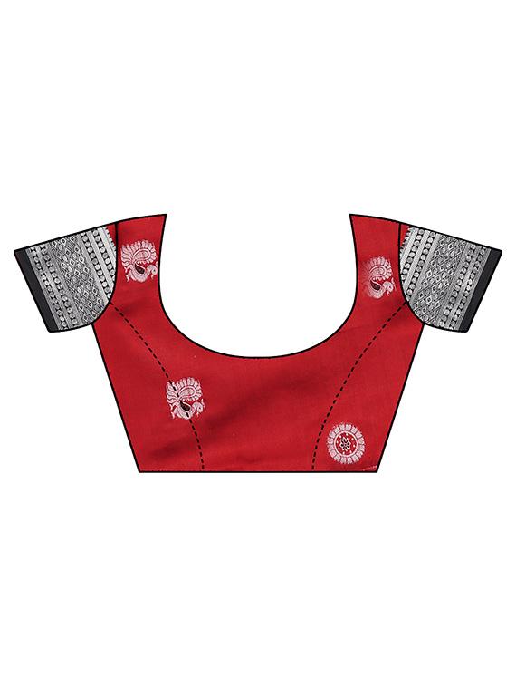 women's self design red colored saree with blouse - 18587739 - Standard Image - 2