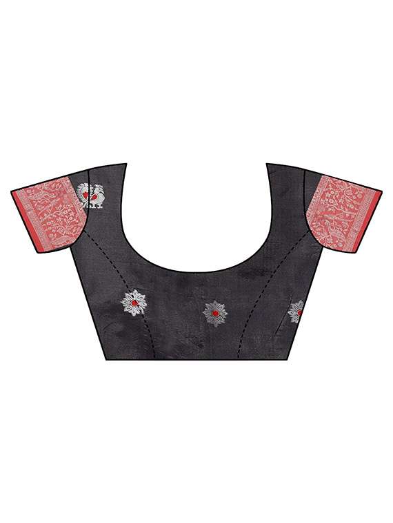 women's self design black colored saree with blouse - 18587745 - Standard Image - 2