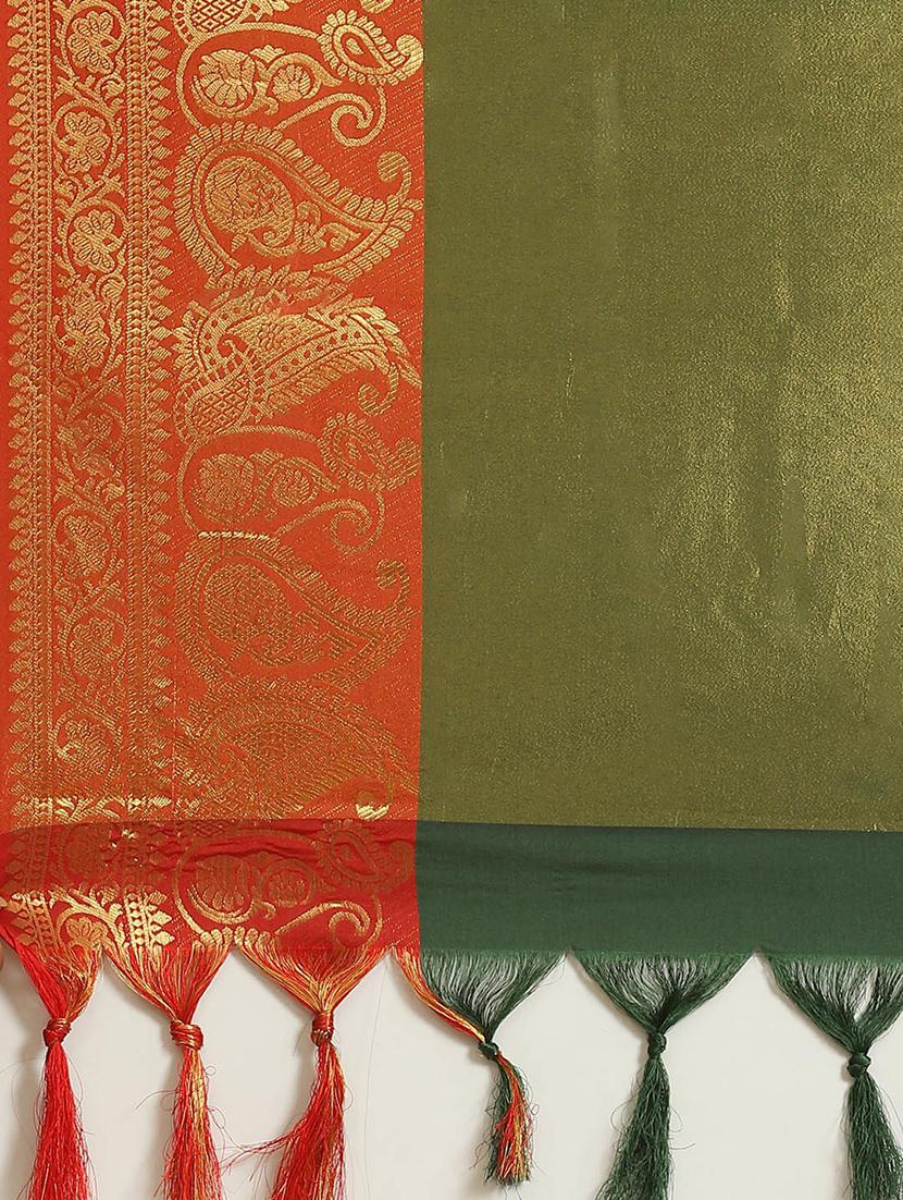 women's self design bottle green colored saree with blouse - 18587865 - Standard Image - 2