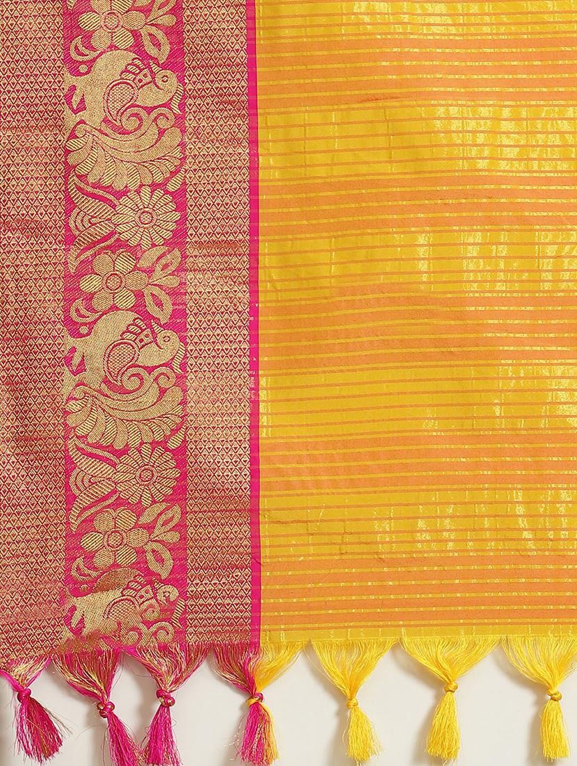 women's self design yellow colored saree with blouse - 18587871 - Standard Image - 2