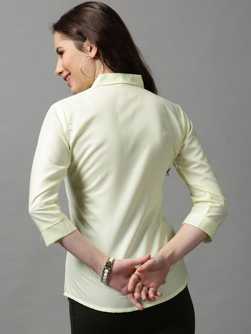 cream solid shirt - 18589039 - Standard Image - 2
