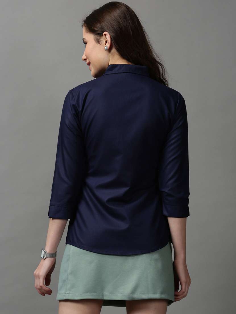 navy blue solid shirt - 18589040 - Standard Image - 2