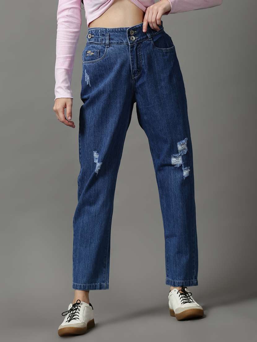 women's distress boyfriend fit jeans