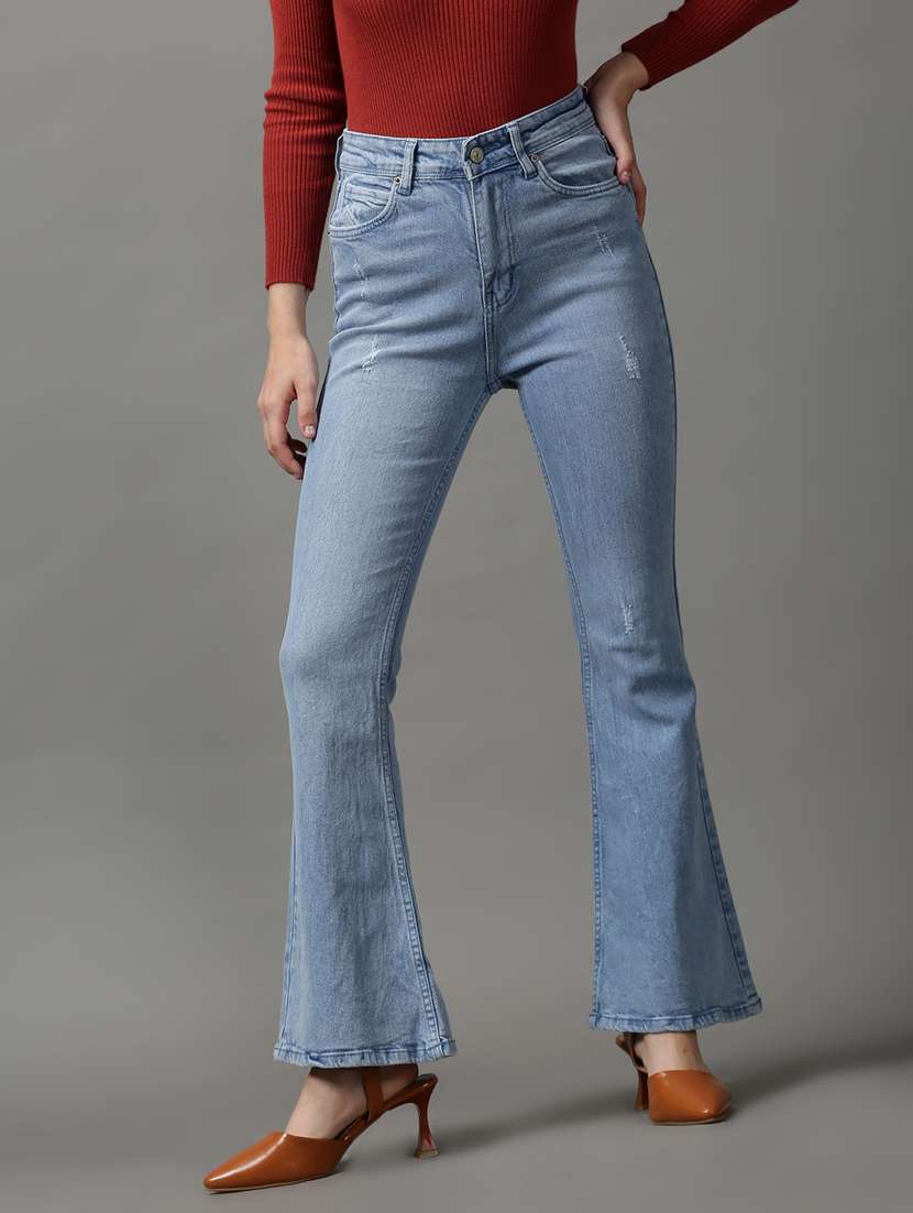 women's distress bootcut jeans