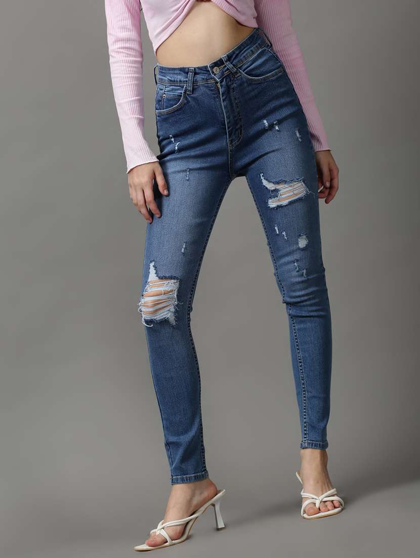 women's distress slim fit jeans