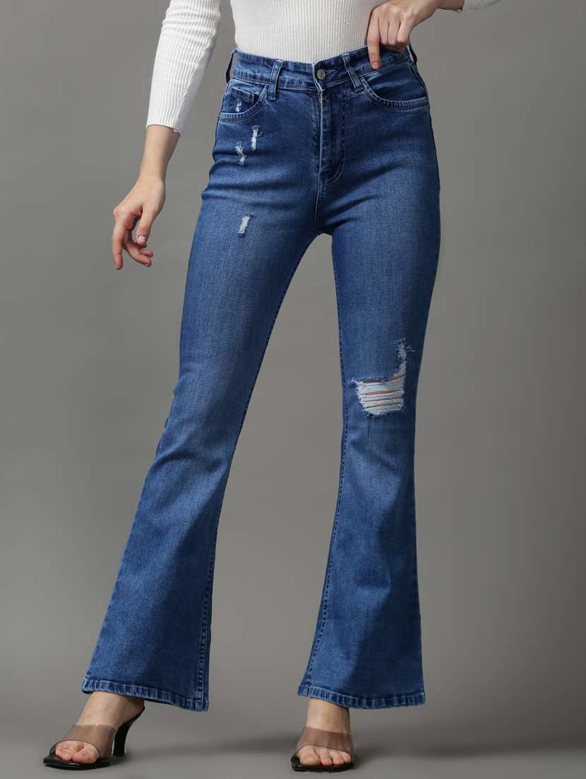 women's distress bootcut jeans