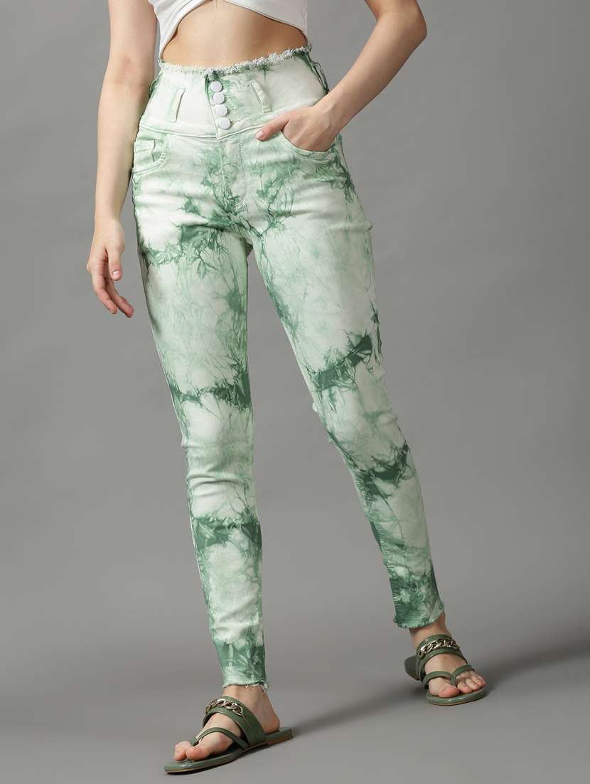 women's tie & dye slim fit jeans