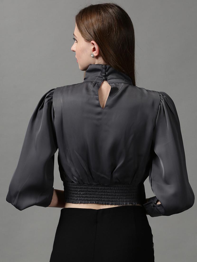 women's blouson key hole neck top - 18589188 - Standard Image - 2