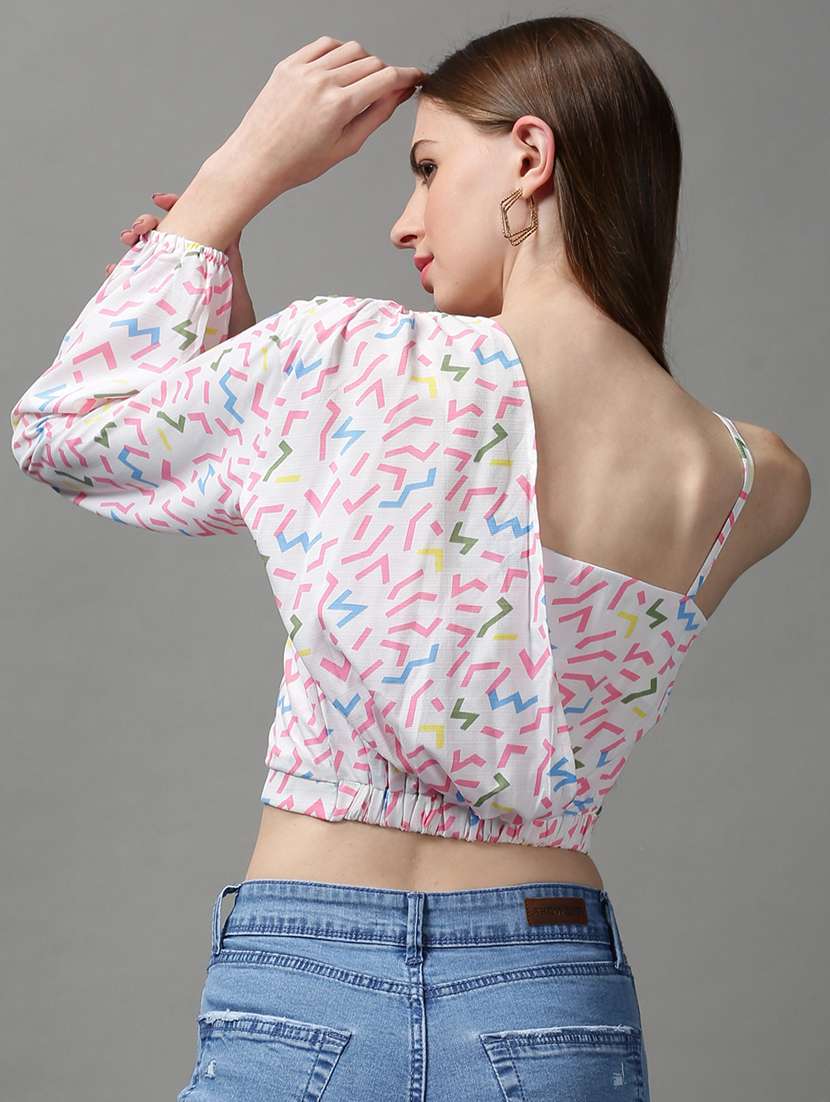 women's crop single shoulder top - 18589190 -  Standard Image - 2