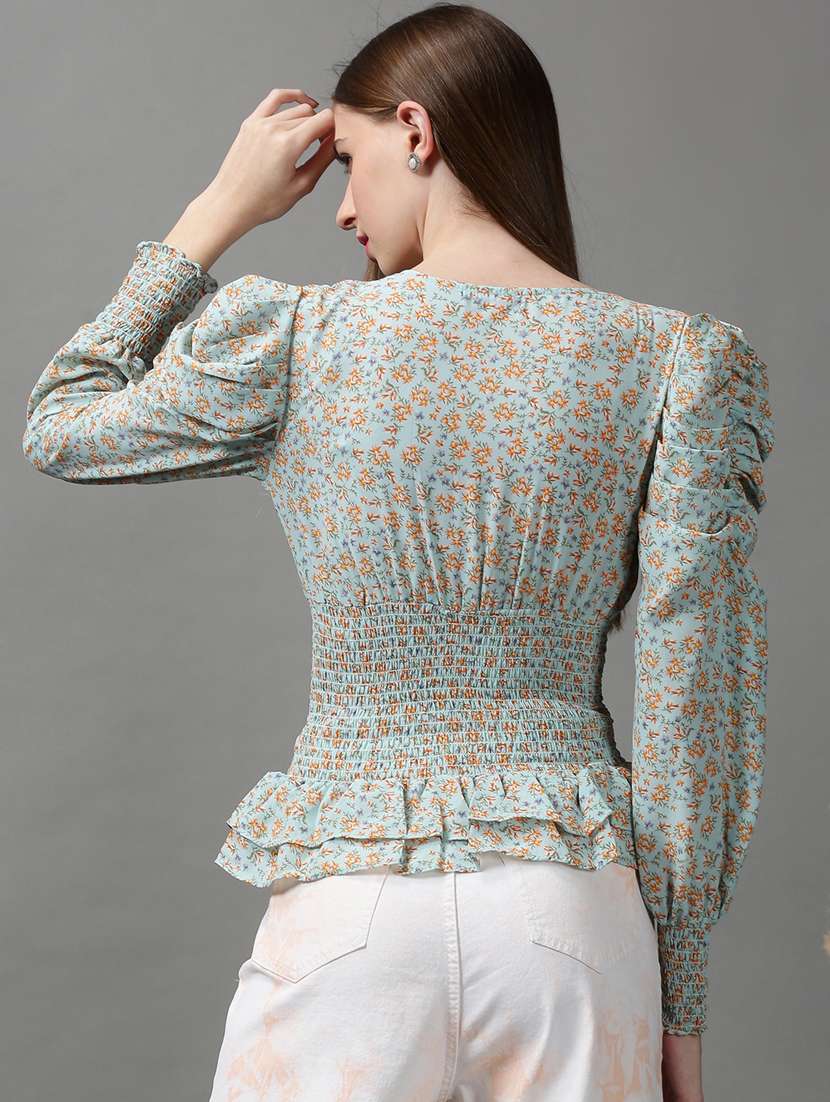 Women's Blouson V Neck Top