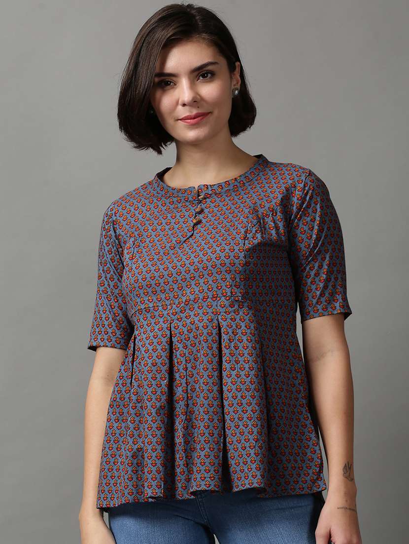 women's peplum mandarin neck top