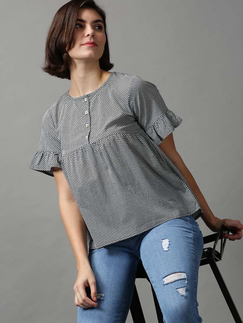 women's peplum round neck top - 18589219 -  Standard Image - 2