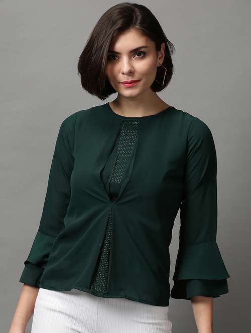 women's straight round neck top - 18589222 - Standard Image - 0
