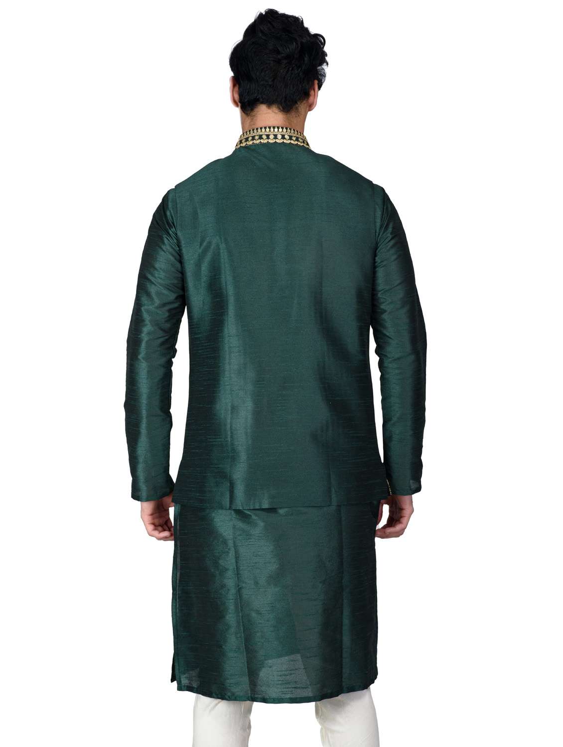 self designed kurta pyjama with jacket - 18590806 -  Standard Image - 2
