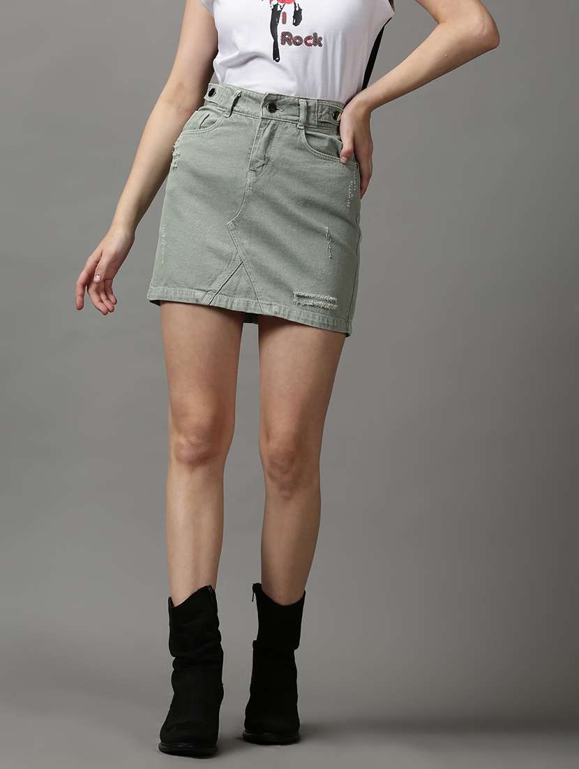 grey solid a-line skirt