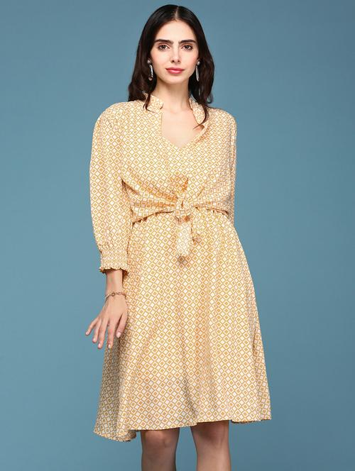 women's fit & flare geometric dress - 18590895 - Standard Image - 0