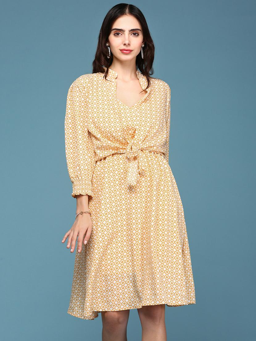 women's fit & flare geometric dress - 18590895 - Zoom Image - 0