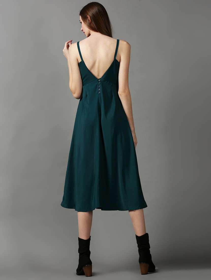 women's fit & flare solid dress - 18590900 -  Standard Image - 2