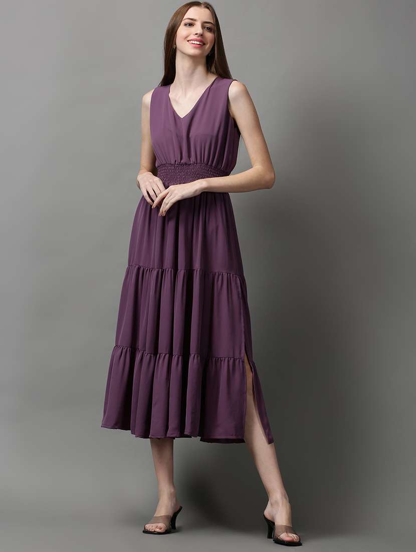 women's tiered dress solid dress