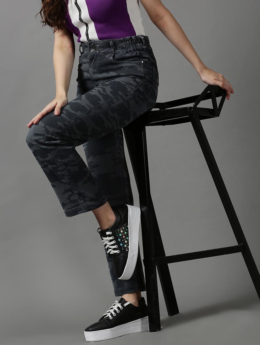 women's printed straight fit jeans - 18590992 - Standard Image - 2