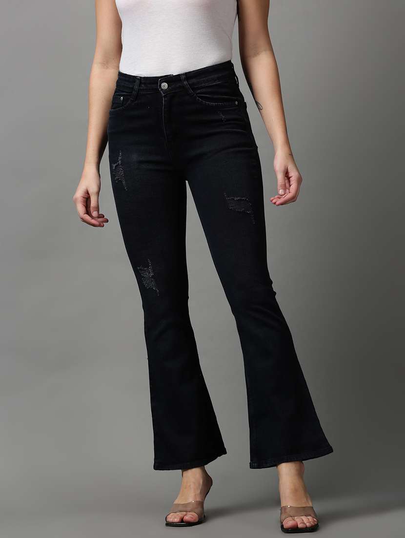 women's distress bootcut jeans