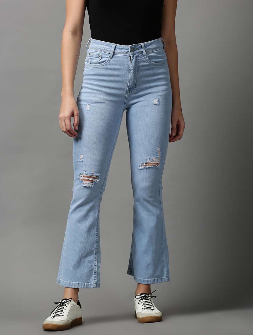 women's distress bootcut jeans