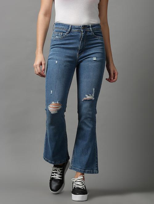 women's distress bootcut jeans - 18591018 - Standard Image - 0