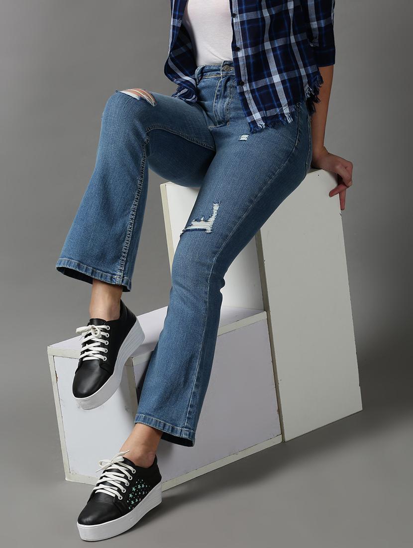 women's distress bootcut jeans - 18591018 - Standard Image - 2