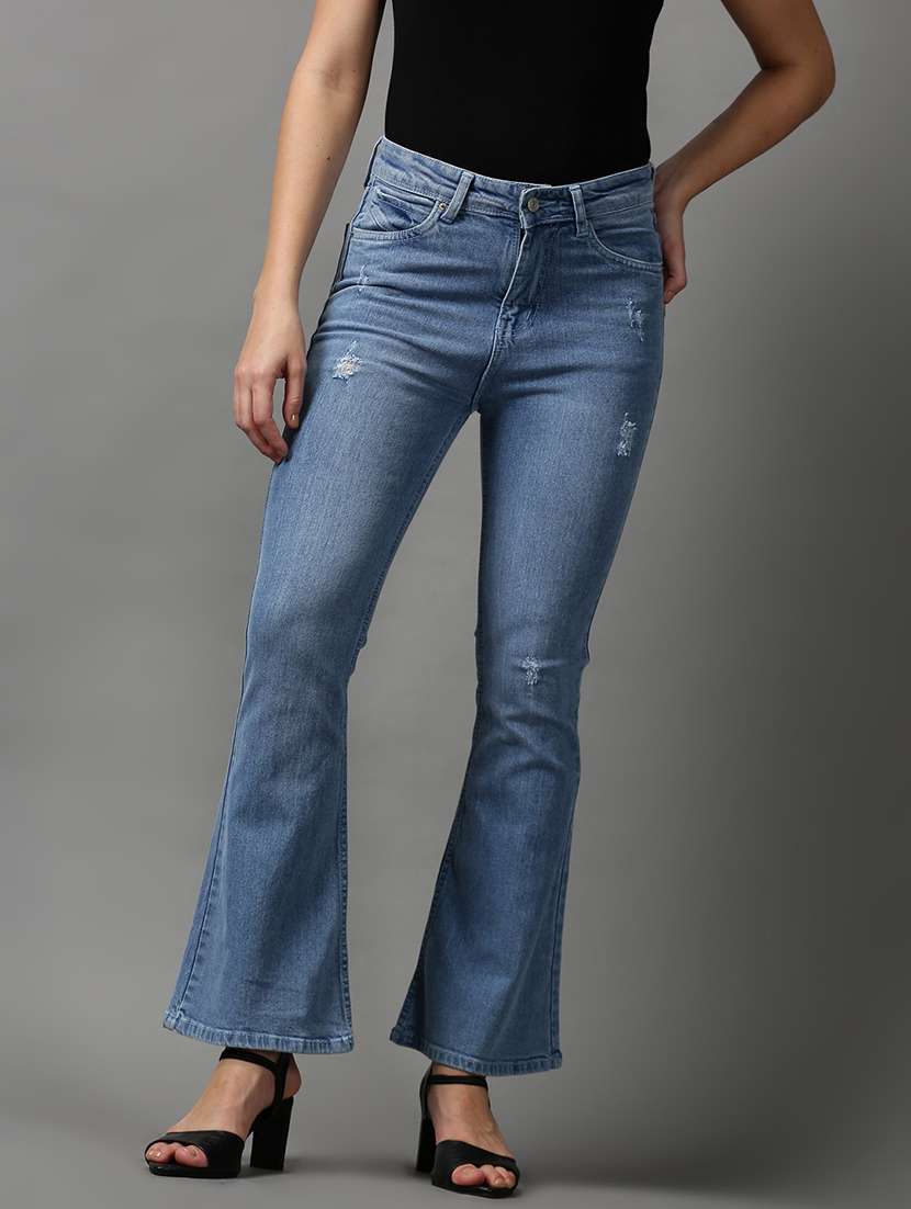 women's distress bootcut jeans