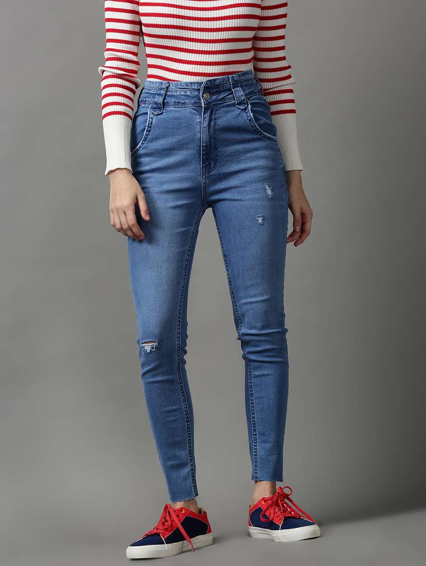 women's distress slim fit jeans