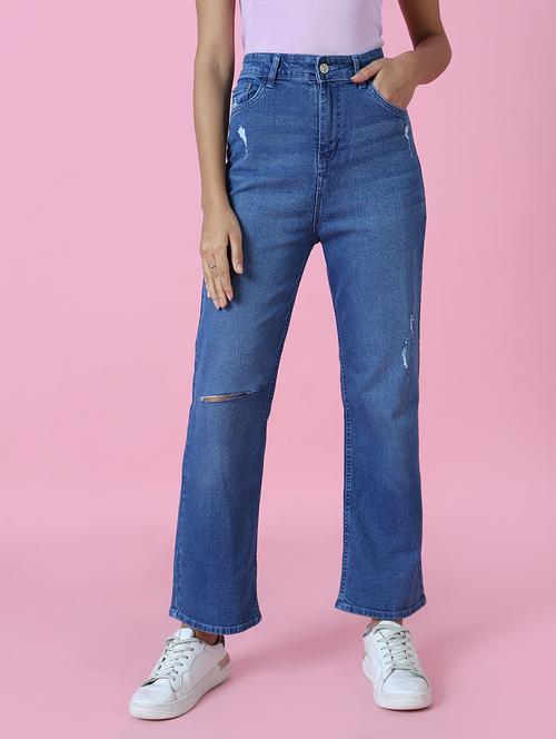women's distress straight fit jeans - 18591031 -  Standard Image - 0