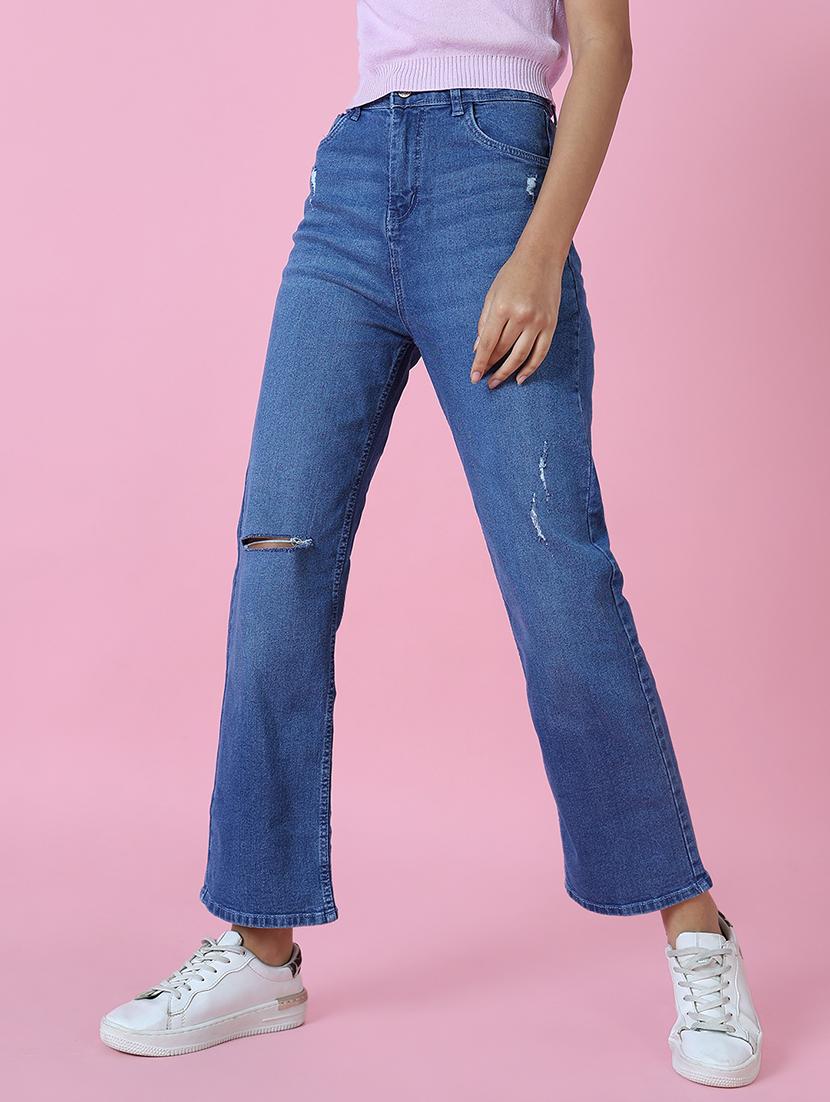 women's distress straight fit jeans - 18591031 - Standard Image - 2
