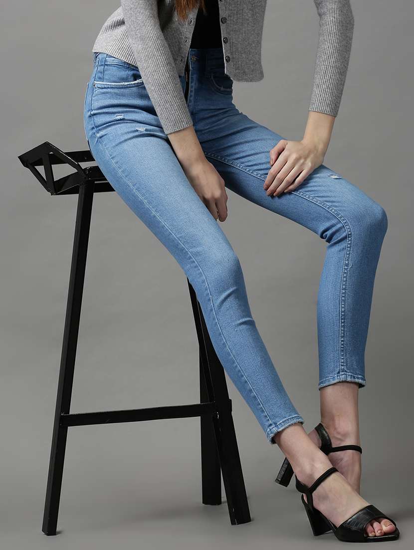 women's distress slim fit jeans - 18591033 - Standard Image - 2