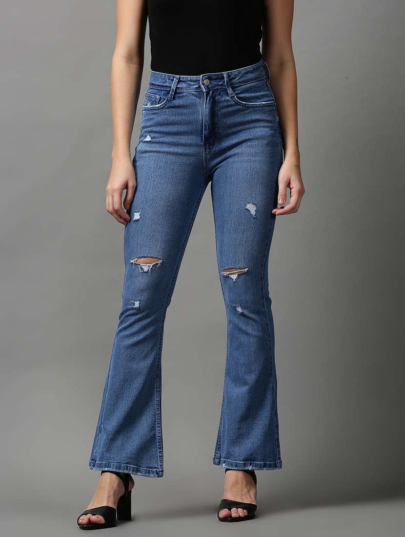 women's distress bootcut jeans