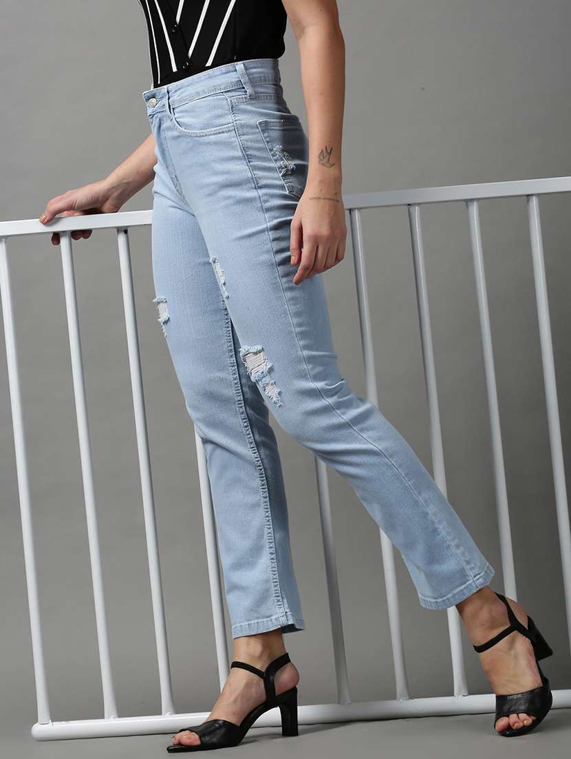 women's distress bootcut fit jeans - 18591053 - Standard Image - 2