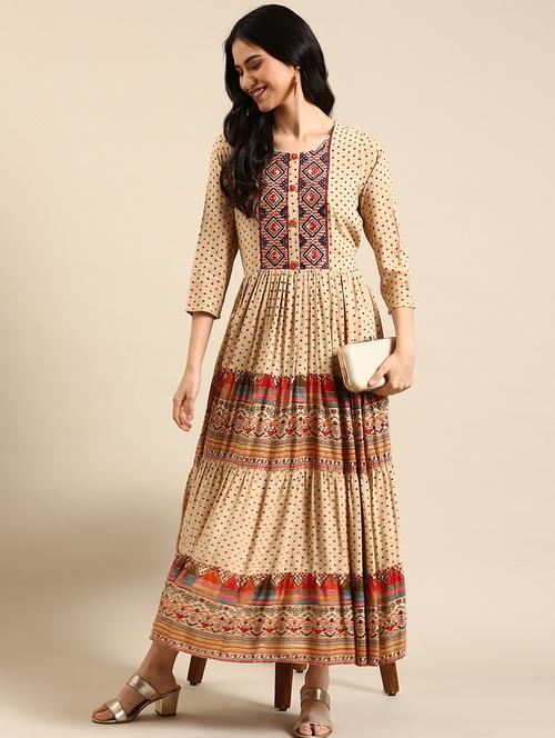 women's printed tiered kurta - 18591145 - Standard Image - 0
