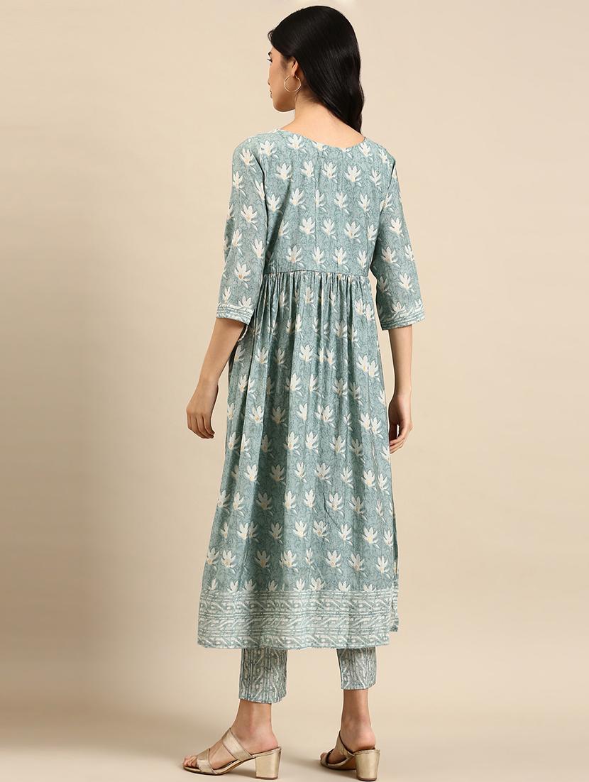 women floral round neck kurta pant set - 18591195 - Standard Image - 2