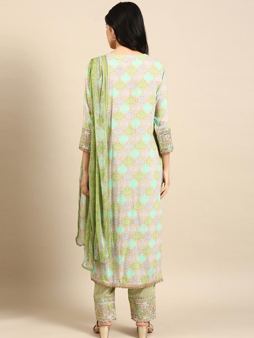 women three quarter sleeve kurta pant with dupatta set - 18591208 - Standard Image - 2