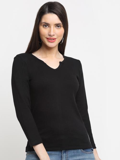 women's straight notch neck top - 18591528 - Standard Image - 0